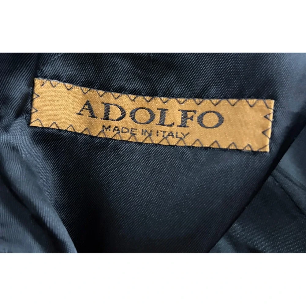 Adolfo Mens Suit Jacket 42-36L Black Super 120s Wool 3-Button‎ Blazer Italy